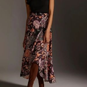 Anthropologie Maeve Ruffled Wrap Maxi Skirt